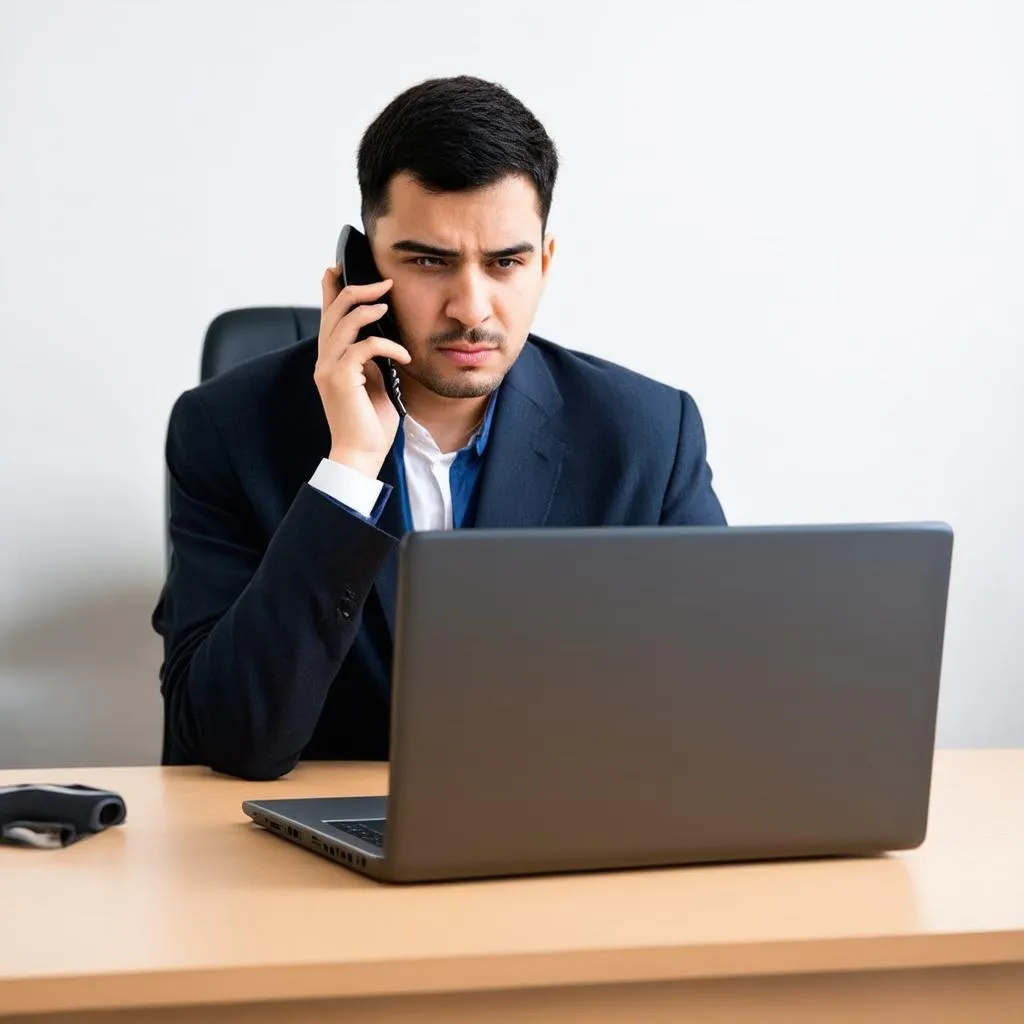 traveler on the phone with insurance agent